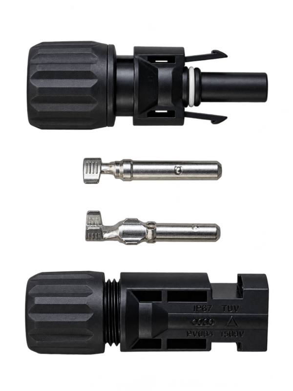 MC4 соларен конектор 1500V за фотоволтаични системи – IP67, TUV