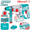 Акумулаторен безчетков перфоратор TOTAL TRHLI202682E, SDS+, 20 V, 2 x 4 Ah